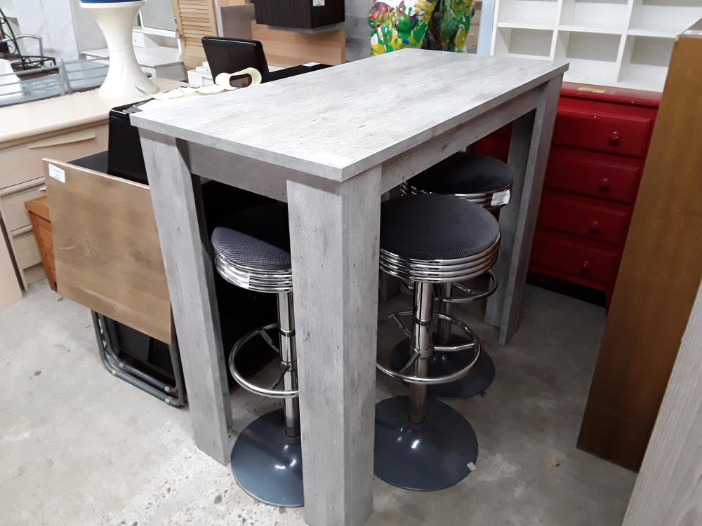 TABLE MANGE DEBOUT RECT 120X60 GRIS DECOR BOIS