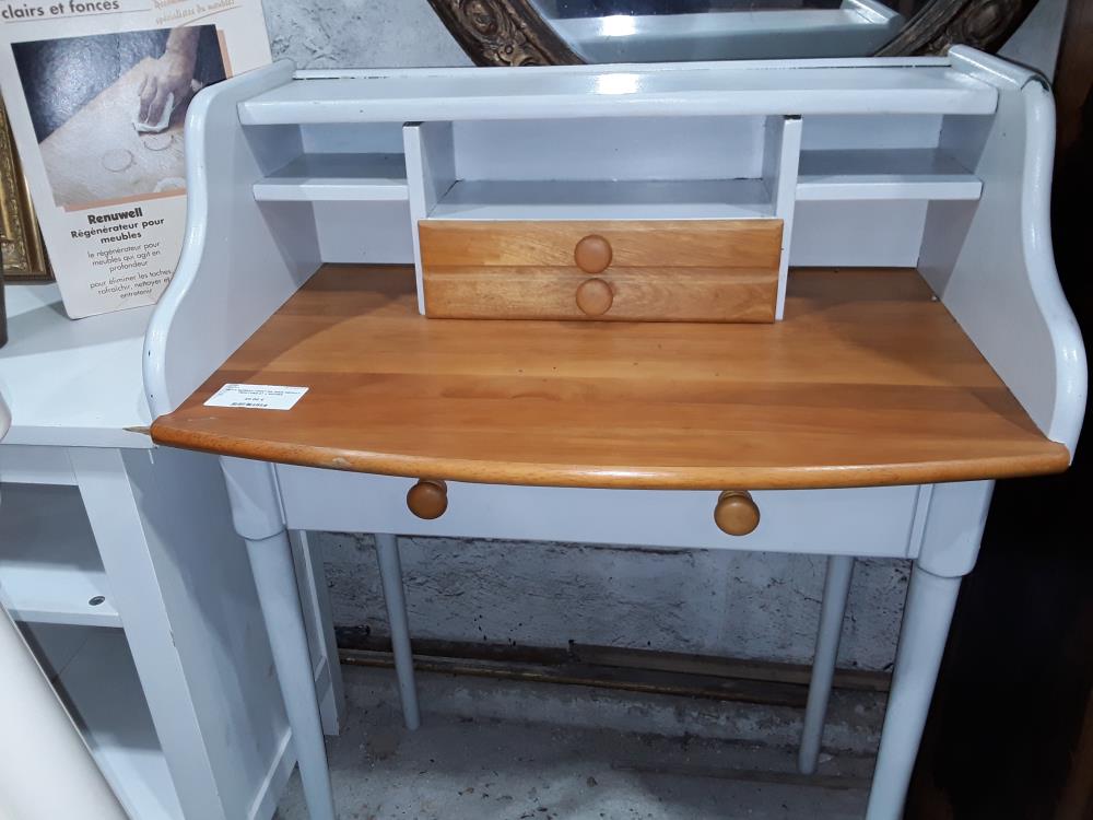 PETIT BUREAU PEINT EN GRIS DEFAUT PEINTURE 2T 4 NICHES