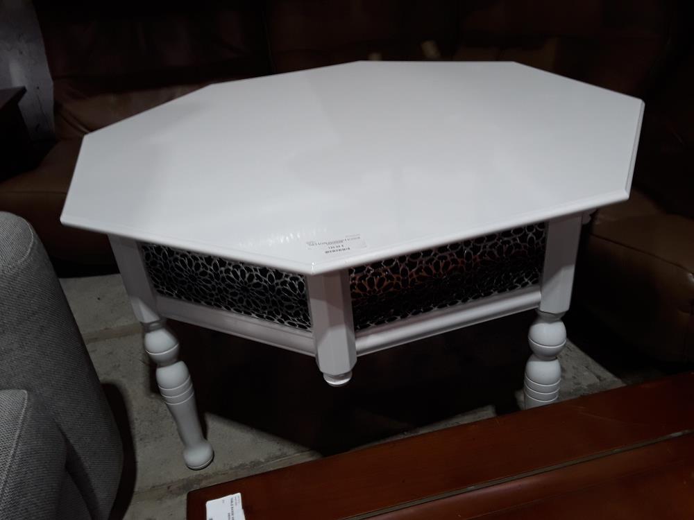 TABLE BASSE OCTOGONALE BLANCHE MAROCAINE