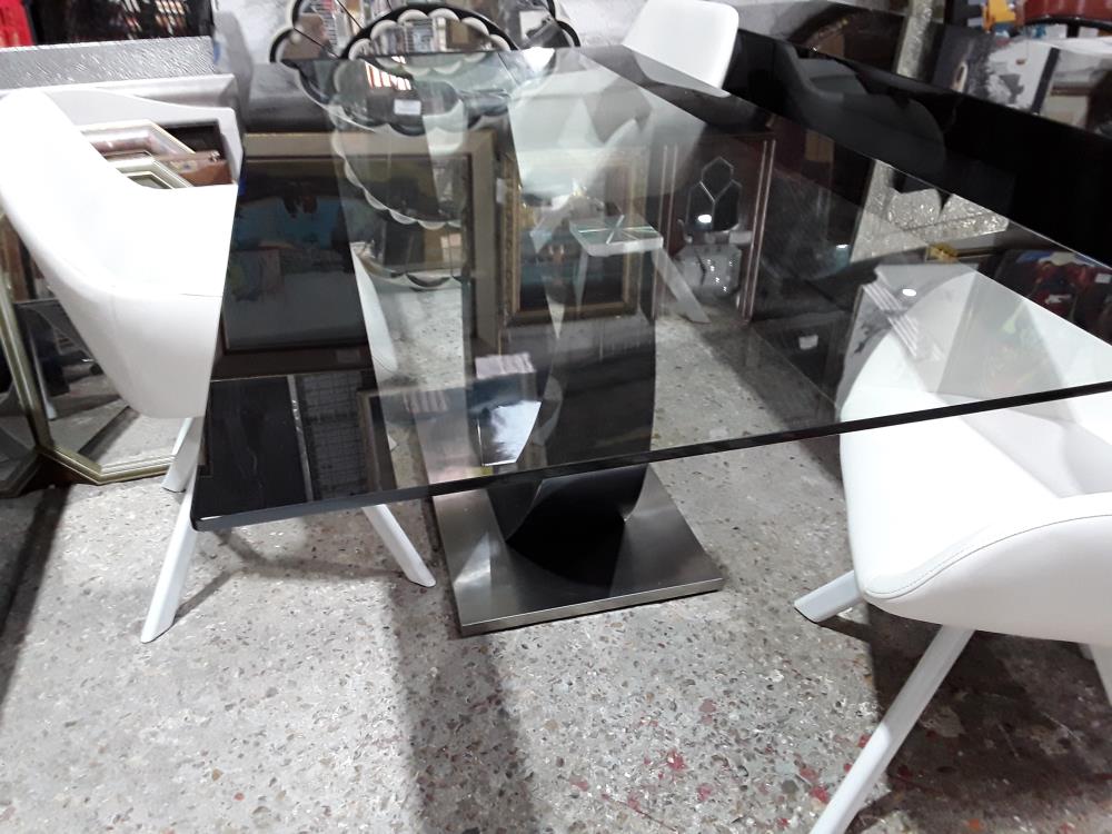 TABLE PIED GONDOLE PLATEAU BICOLORE NOIR 2MX1M