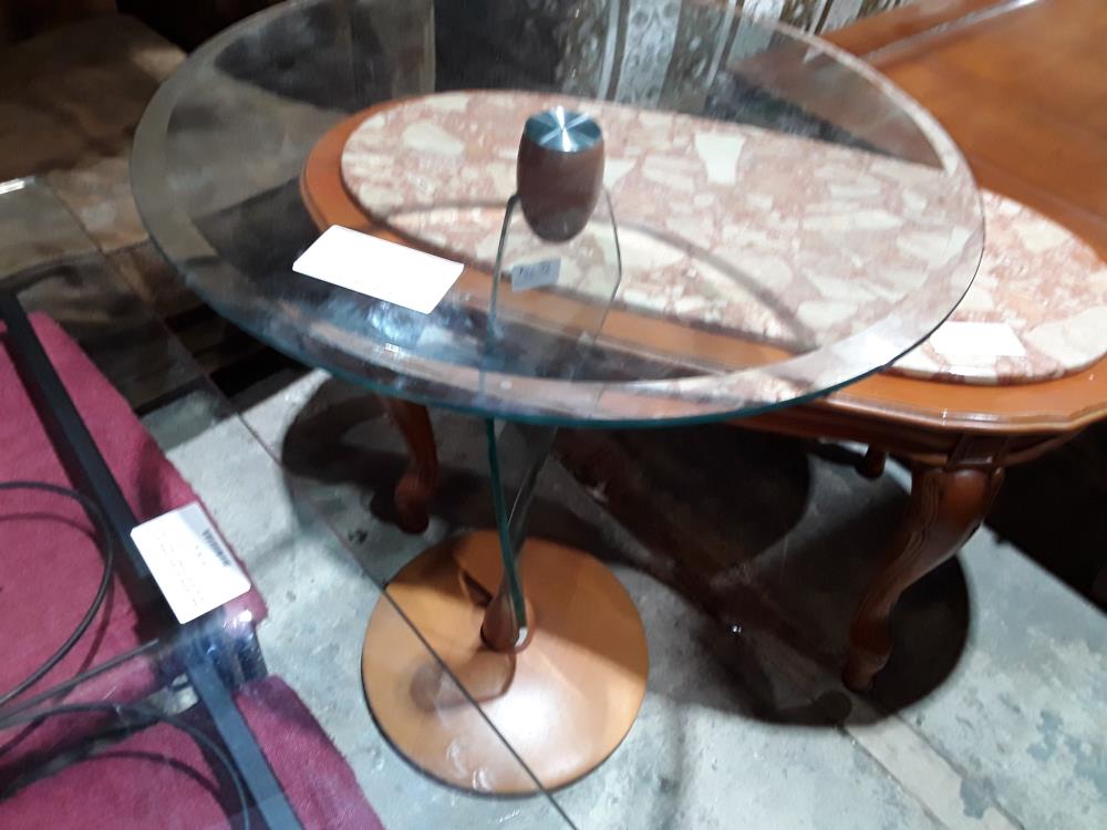 GUERIDON VERRE ET BOIS