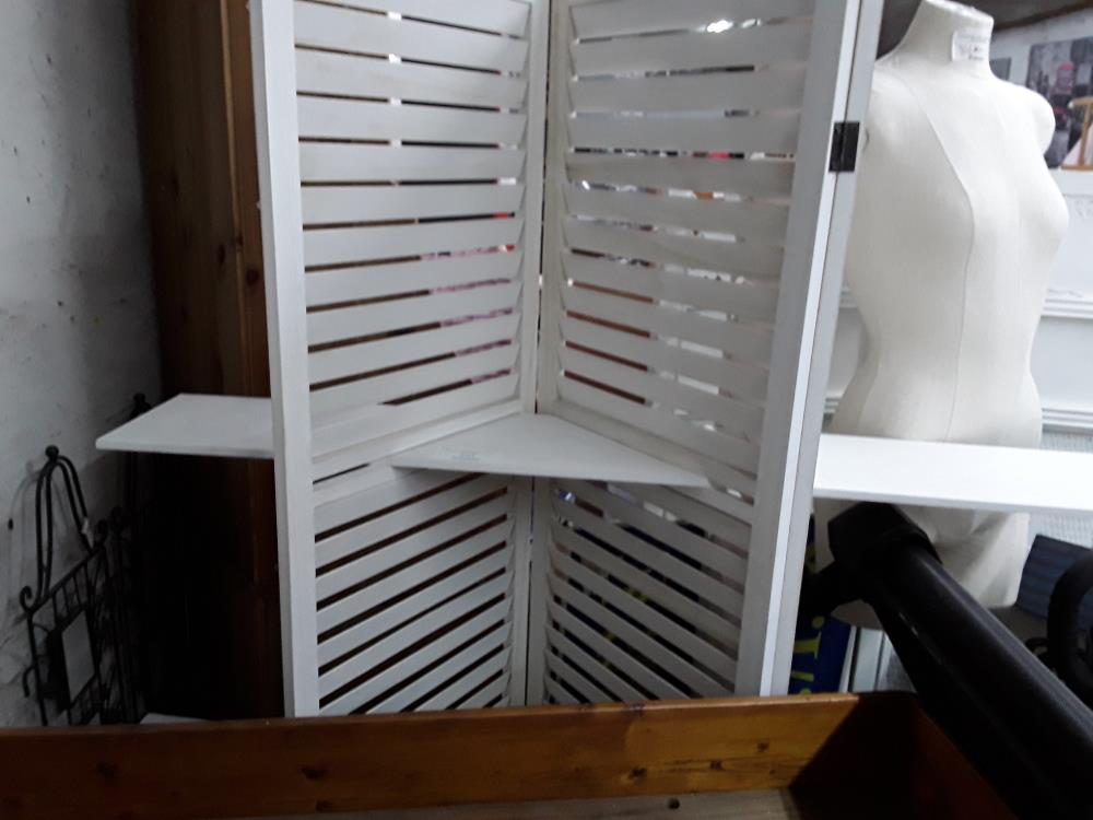PARAVENT PERSIENNES BLANC 3 ETAGERES 