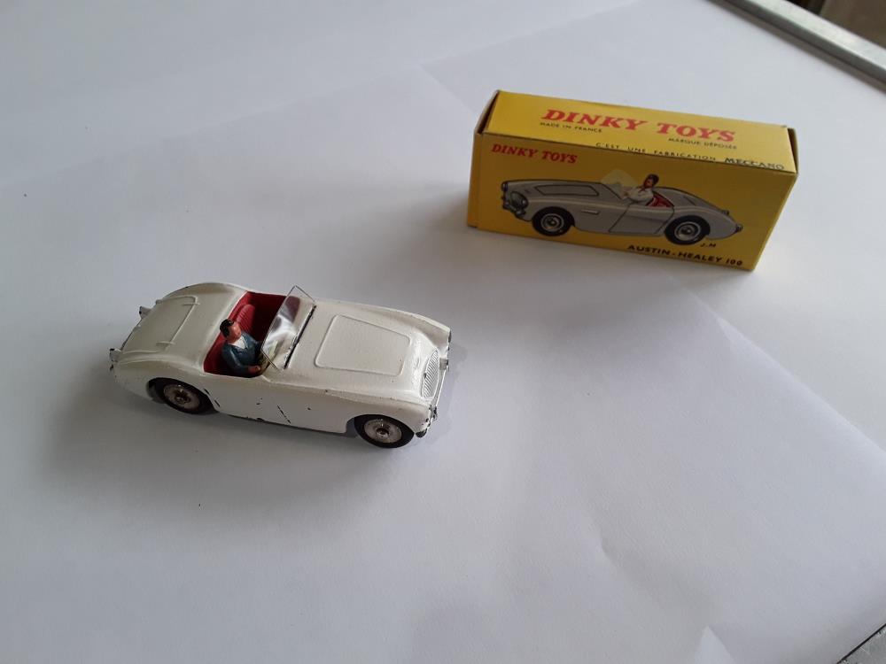 VOITURE DINKY TOY AUSTIN HEALEY 100 BLANCHE PARFAIT ETAT+BOITE