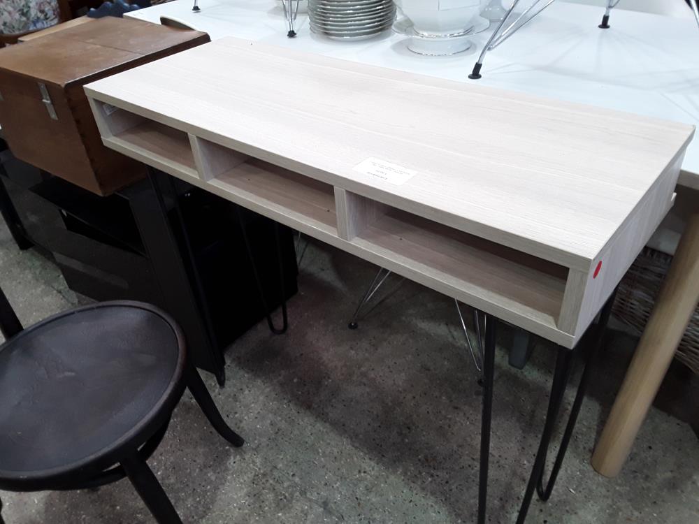 CONSOLE DECO CHENE CLAIR 93X35 PIED TIGES METAL TRIPLES