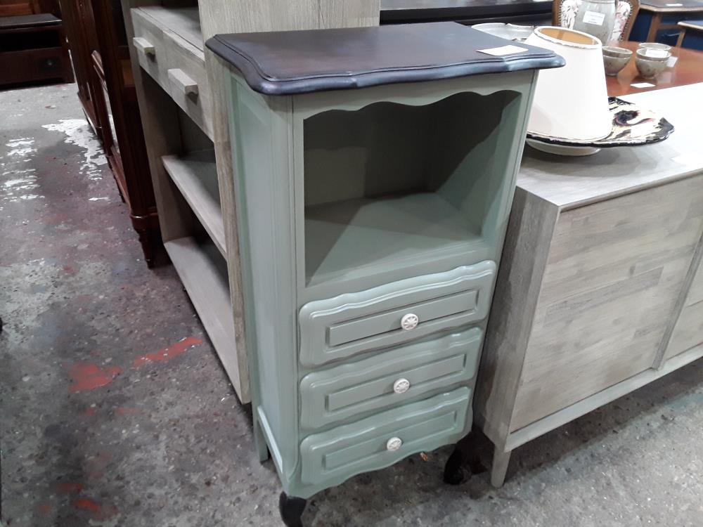 CHIFFONNIER VERT ET PLATEAU NOIR 1 NICHE 3T