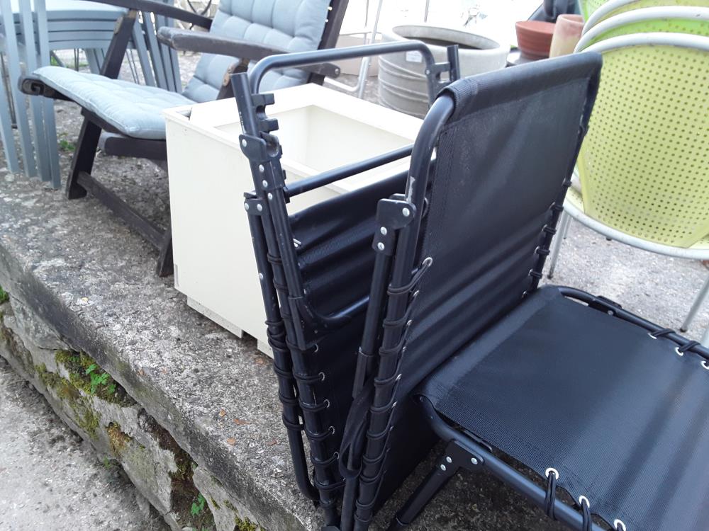 TRANSAT DE JARDIN TISSUS NOIR PLIANT