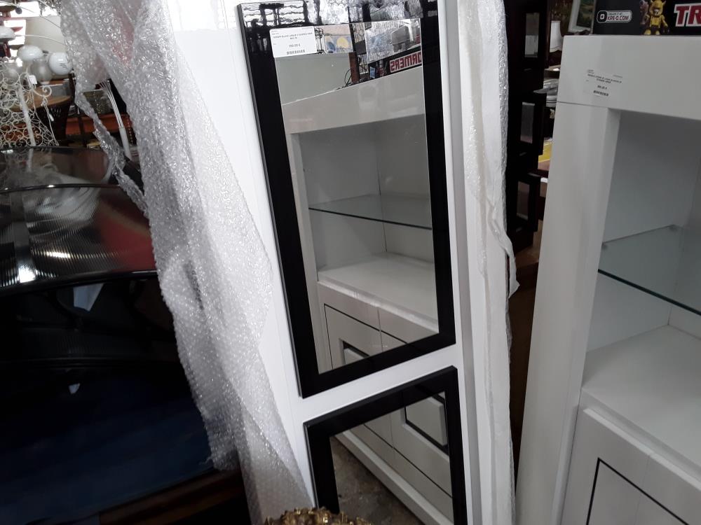 MIROIR BLANC LAQUE 2 CADRES NOIR 60X175