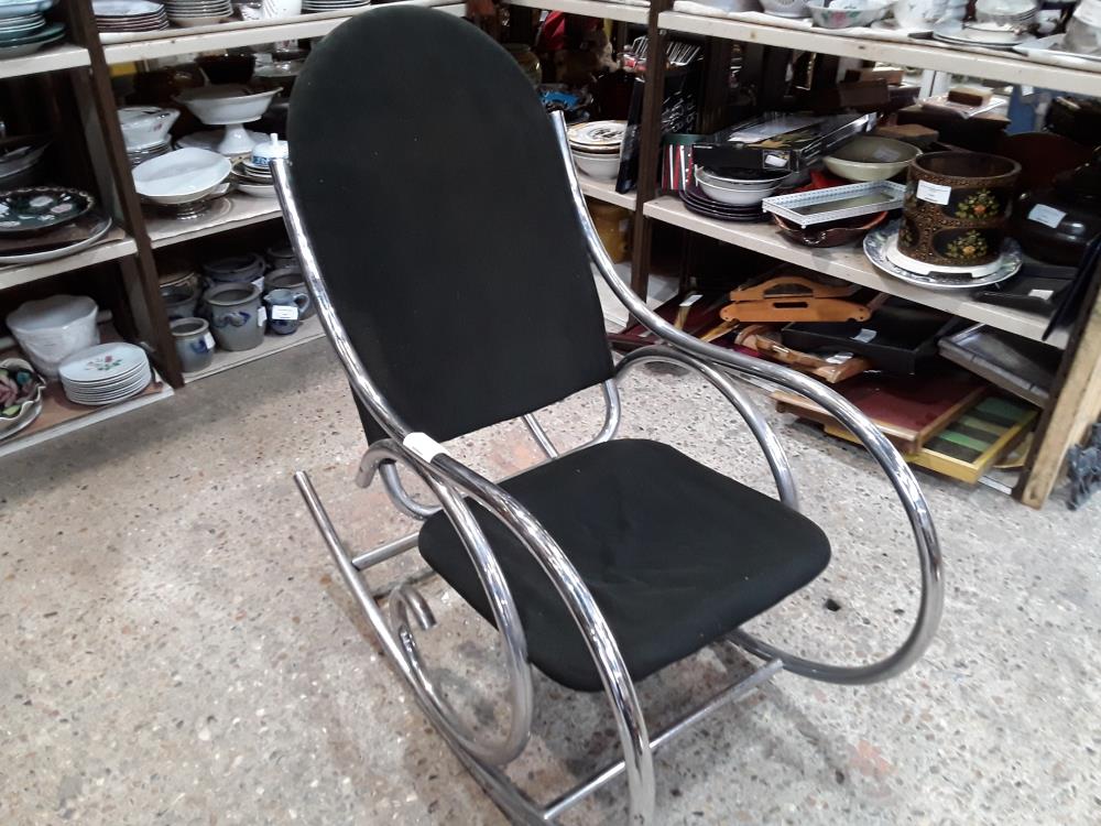 ROCKING CHAIR CHROME TISSU NOIR