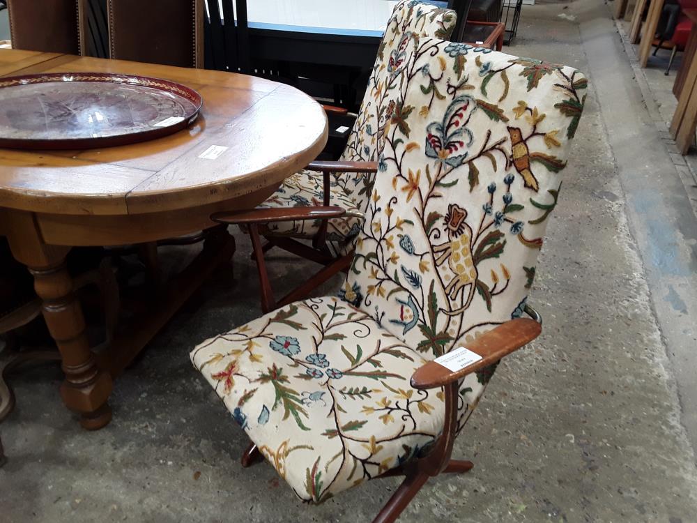 CHAISE PLIANTE REGLABLES DANOISES TISSU DECOR SINGE ET OISEAUX