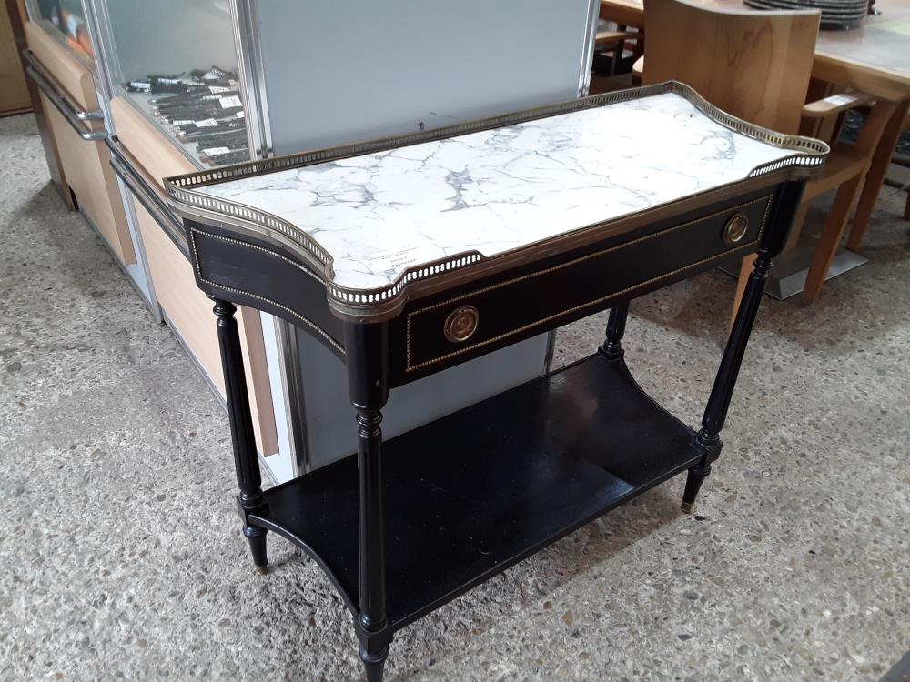 CONSOLE NAP III 1T  NOIRE MARBRE BLANC A GALERIE