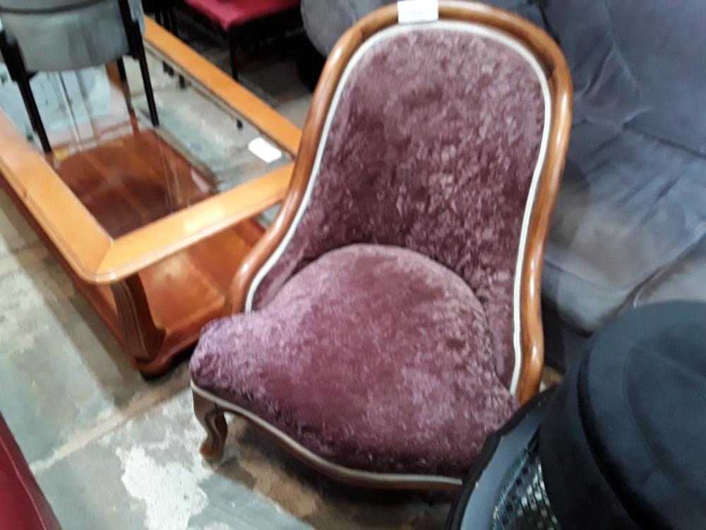 CHAUFFEUSE BASSE TISSU VELOUR PRUNE