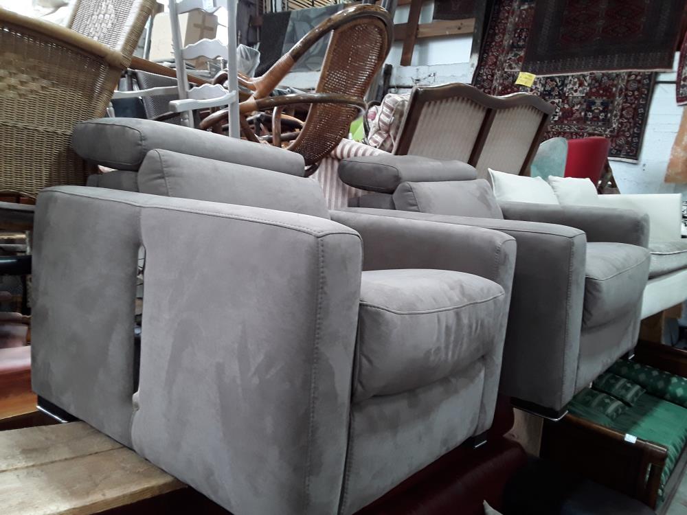 FAUTEUIL TISSU GRIS ITALY TETIERE AMOVIBLE