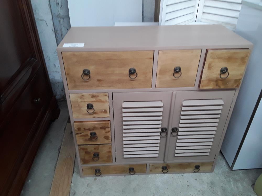 BUFFET 8T 2P PERSIENNES PEINT EN TAUPE ET BEIGE