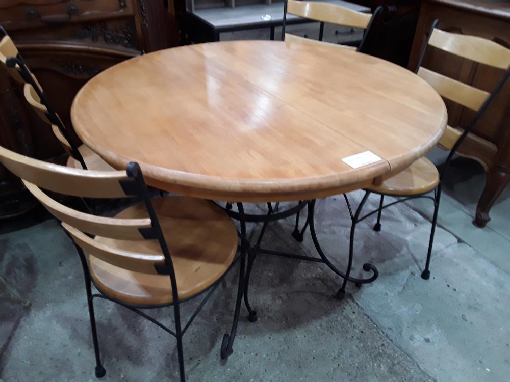 TABLE RONDE HETRE 1M+ ALL INTEGREE   PIETEMENT FF + 4 CHAISES