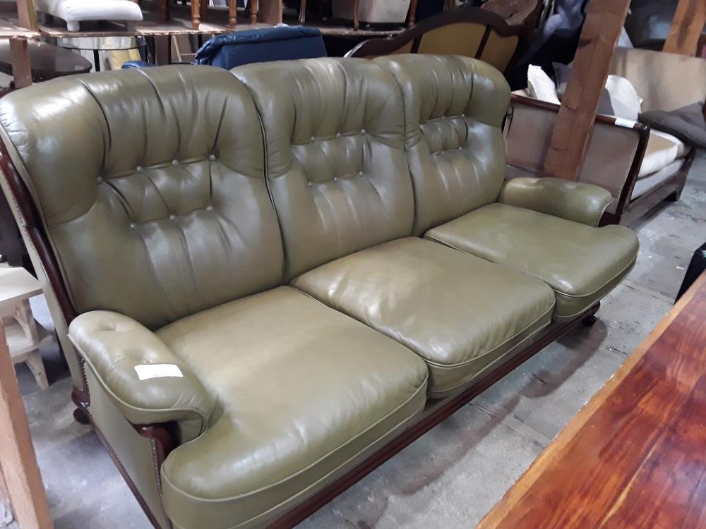 CANAPE  CONVERTIBLE  CUIR VERT OLIVE