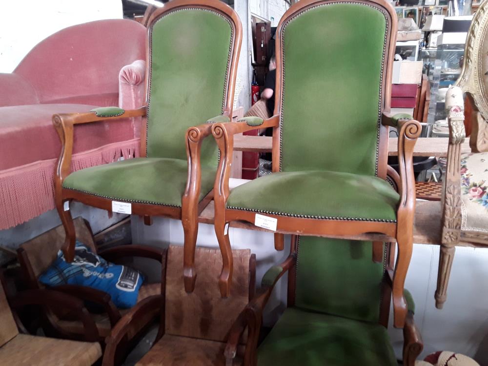 FAUTEUIL VOLTAIRE VELOURS VERT BASIC