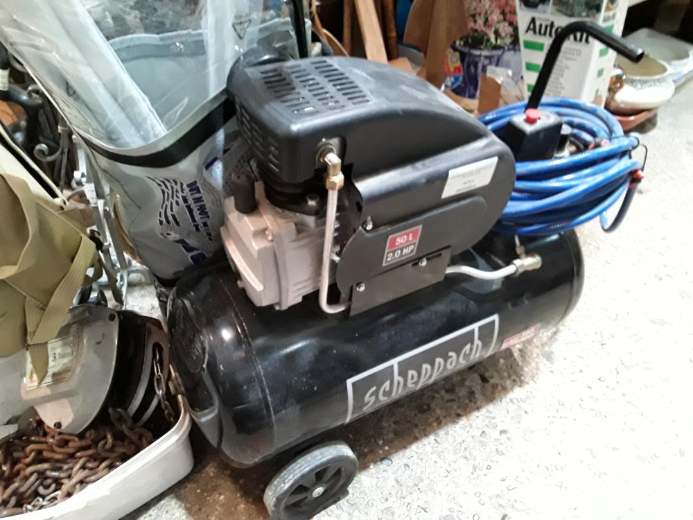 COMPRESSEUR NOIR  SCHEPPACH 50L 2 HP+ TUYAU BLEU