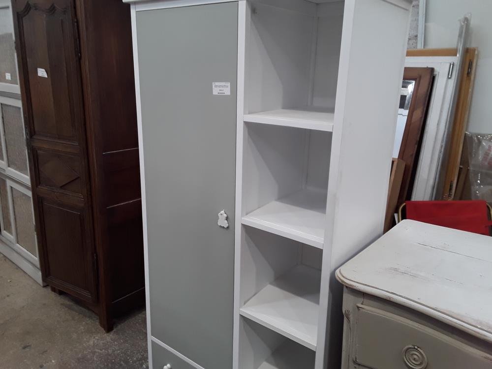 ARMOIRE BLANCHE ET GRISE 1P 1T 3NICHES  ENFANT MSON DU MONDE
