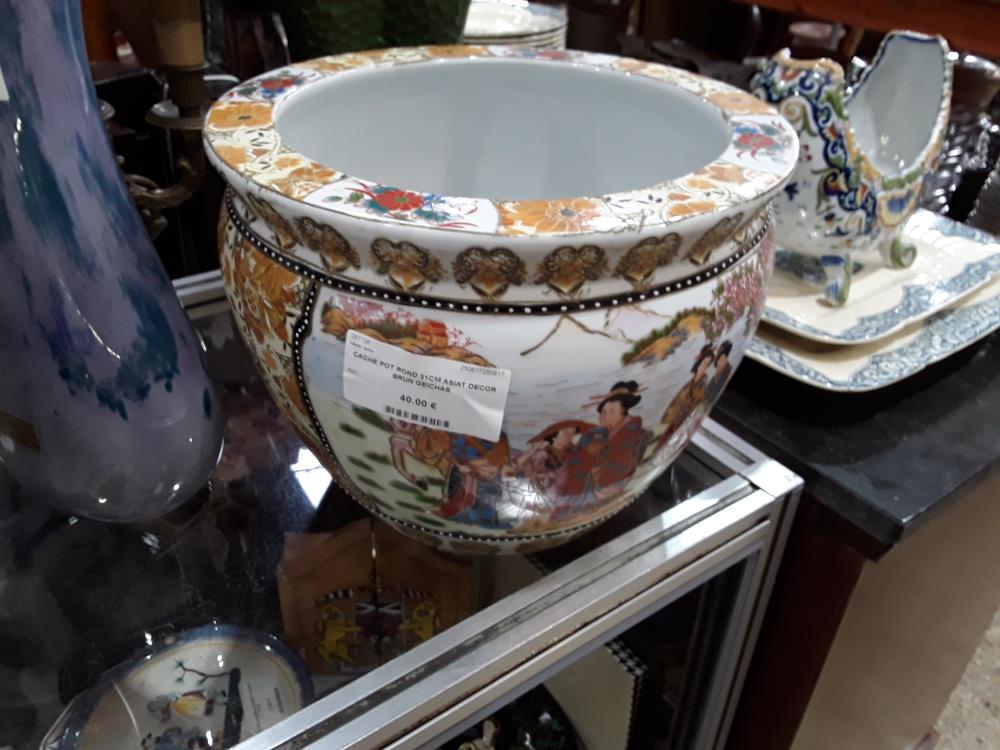CACHE POT ROND 31CM ASIAT DECOR BRUN GEICHAS