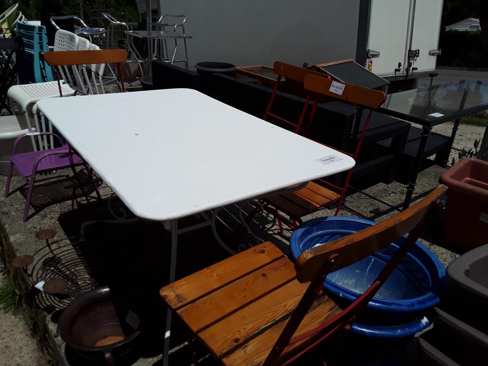 SERIE DE 4 CHAISES PLIANTES DE JARDIN METAL ROUGE LATTES NAT