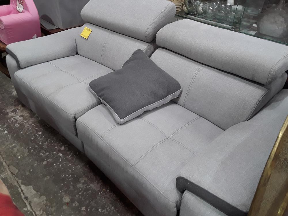 CANAPE 2 PLACES ELECT  TISSU GRIS BICOLORE TOUSALON