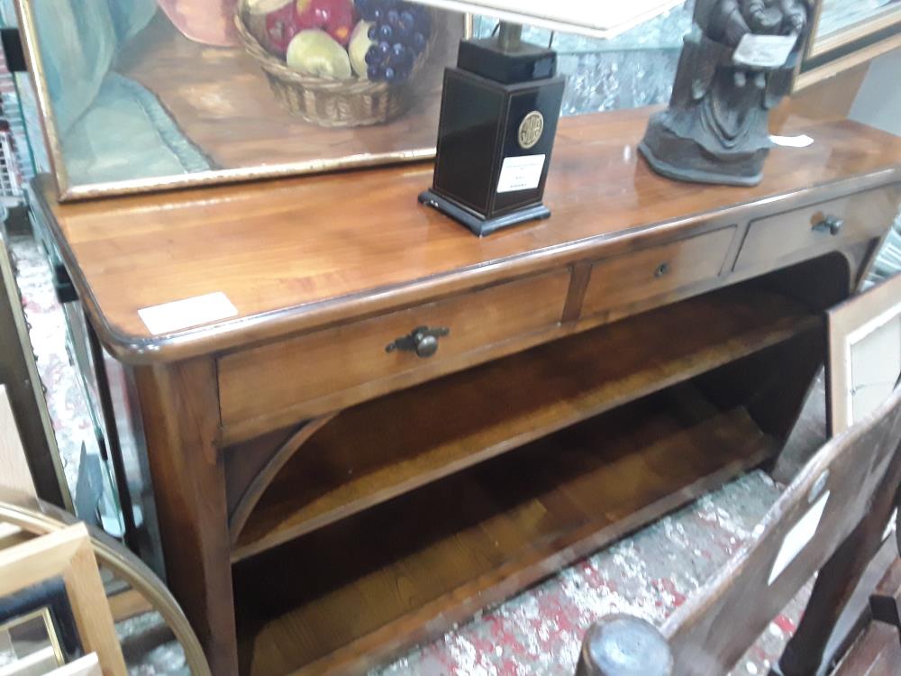 MEUBLE D ENTREE MERISIER PLATEAU VERNIS CRAQUELE 3T 1 ETAGERE