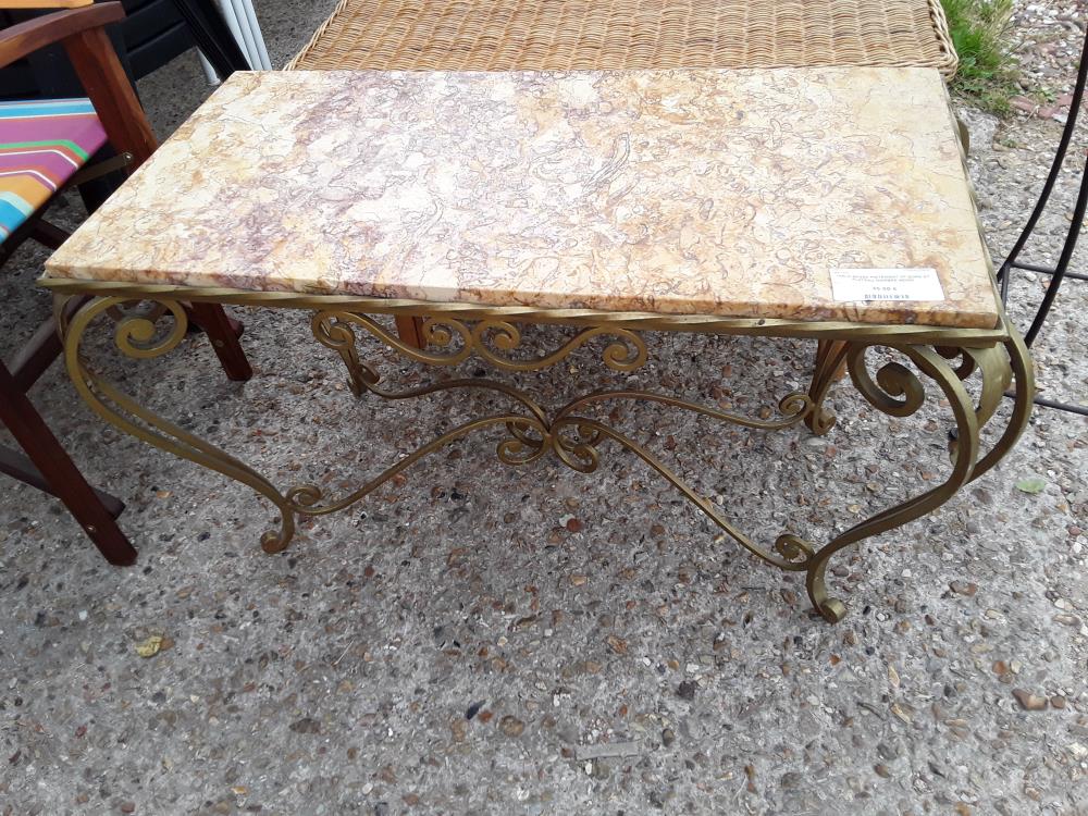 TABLE BASSE PIETEMENT FF DORE ET PLATEAU MARBRE BEIGE