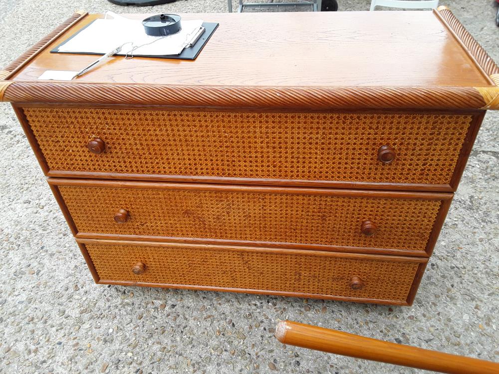 COMMODE BOIS 3 TIROIRS FACADE OSIER