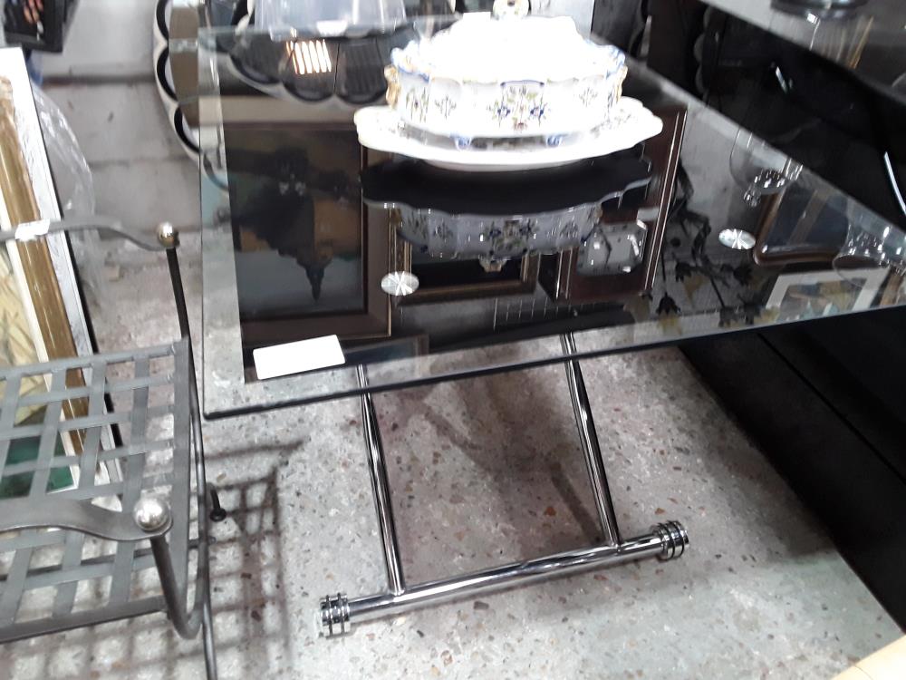 TABLE REHAUSSABLE VERRE NOIRE