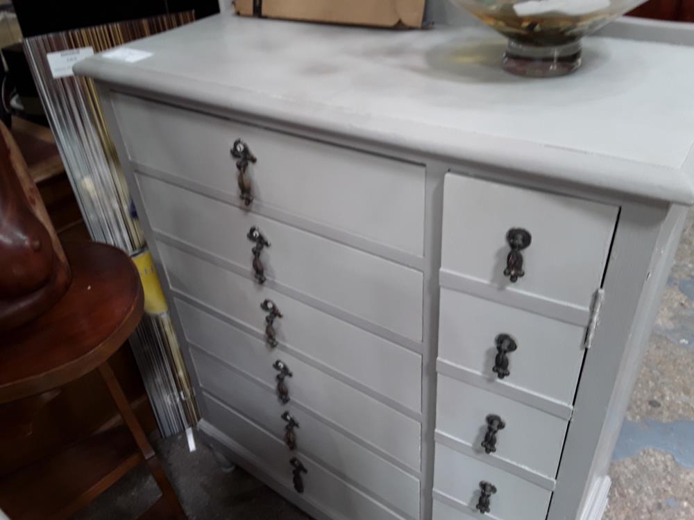 COMMODE GRISE  6T ET1P DECOR FAUX TIROIRS 