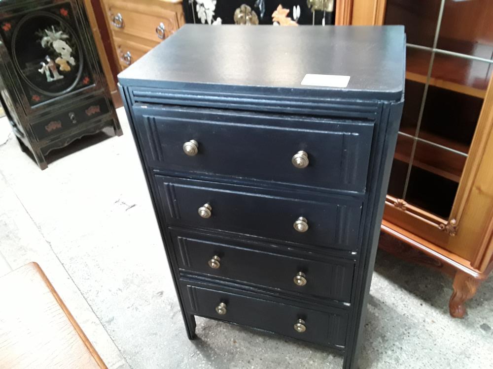 CHIFFONNIER 4T NOIR STYLE ART DECO BOUTON DORE