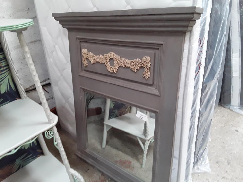 TRUMEAU MIROIR GRIS MOULURES BEIGE