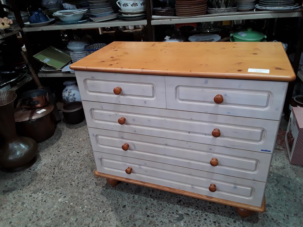 COMMODE 5T  CERUSEE SAUTON PLATEAU PIN MIEL 