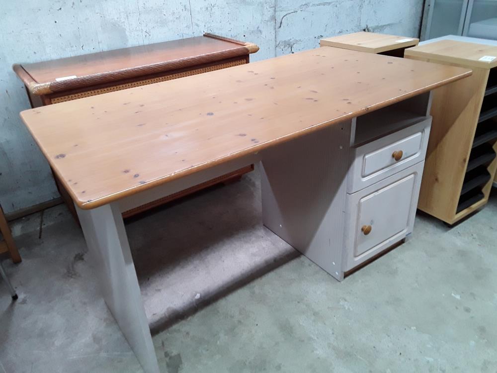 BUREAU 1T1P 1NICHE CERUSE PLATEAU PIN MIEL