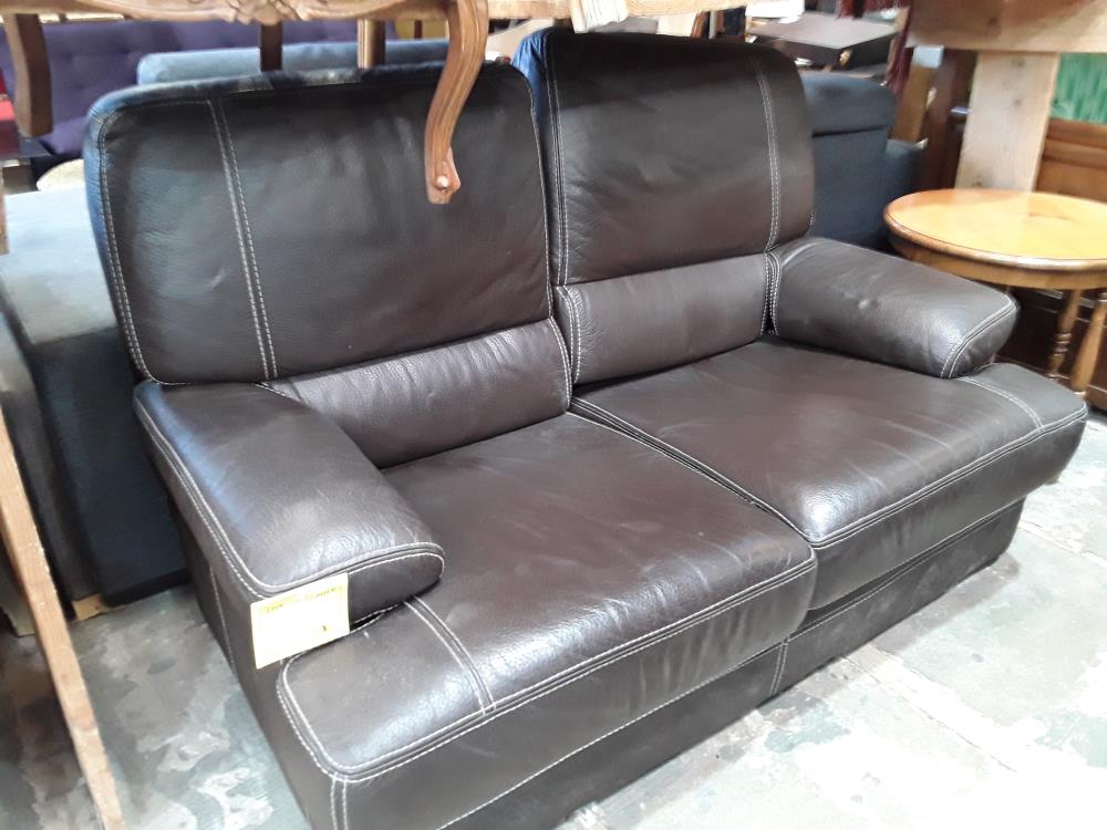 CANAPPE CUIR MARRON FIXE 2 PLACES ITALY