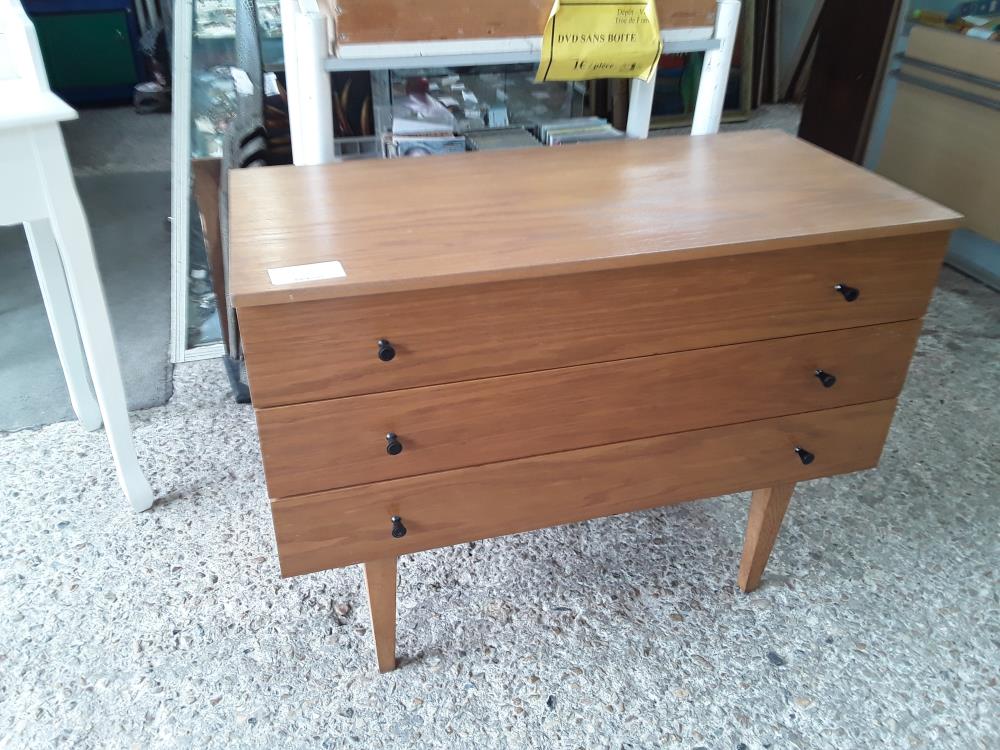 COMMODE 3T STYLE SCANDINAVE BOUTONS NOIR 90 X 43