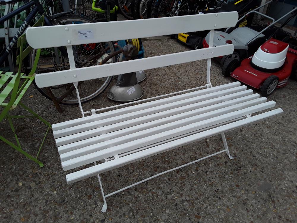 BANC LATTES BOIS PEINTES EN BLANC 120CM