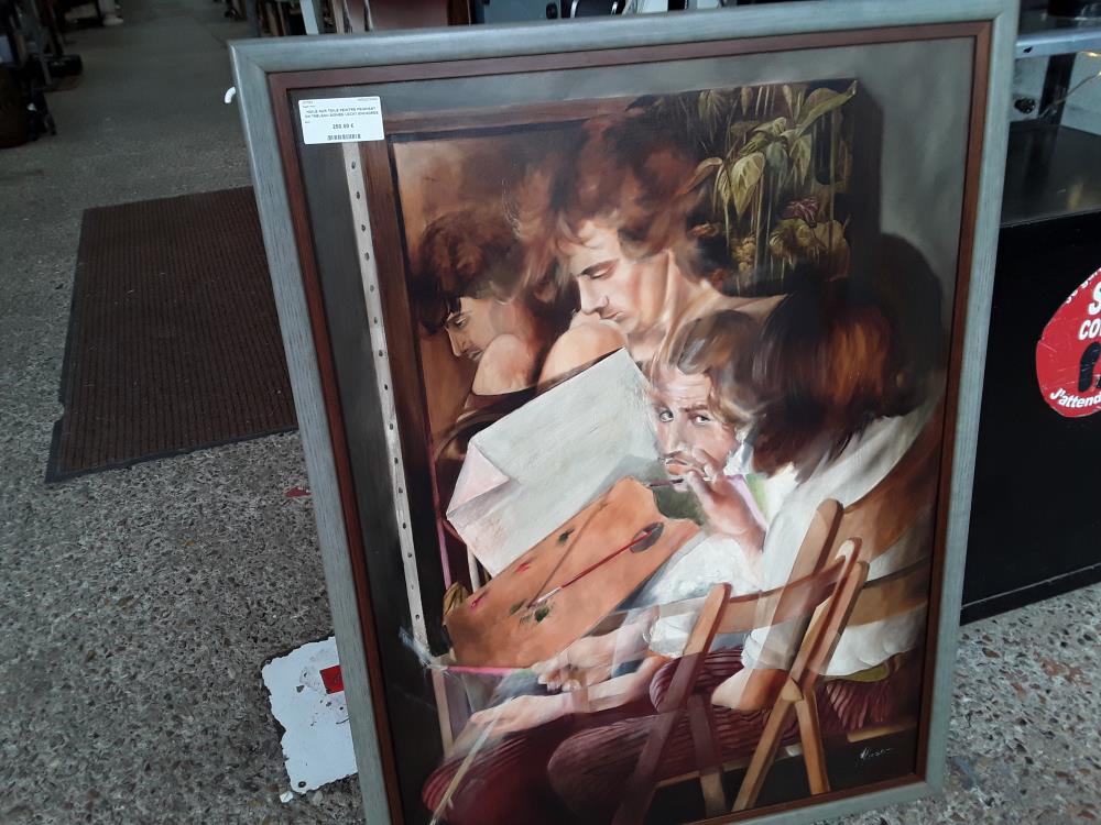 HUILE SUR TOILE PEINTRE PEIGNANT UN TABLEAU SIGNEE LECAT ENCADREE 