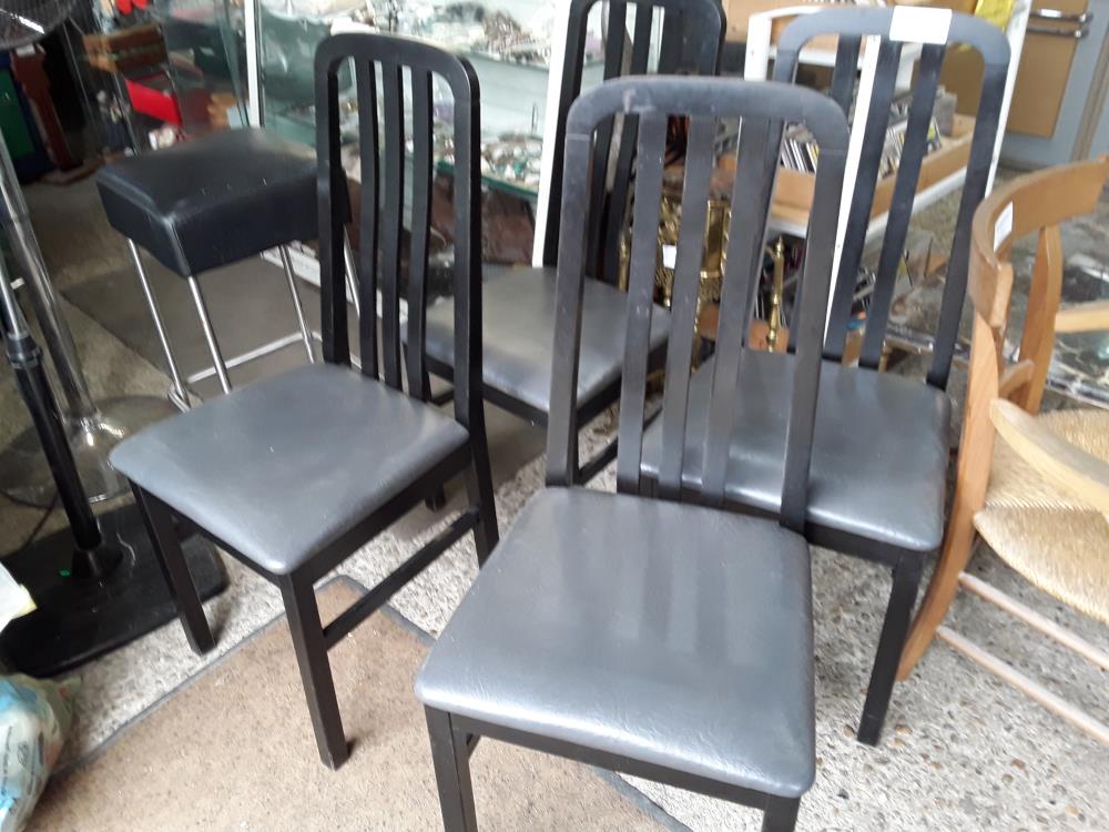 SERIE DE 4 CHAISES NOIRES ASSISE SIMILI GRIS