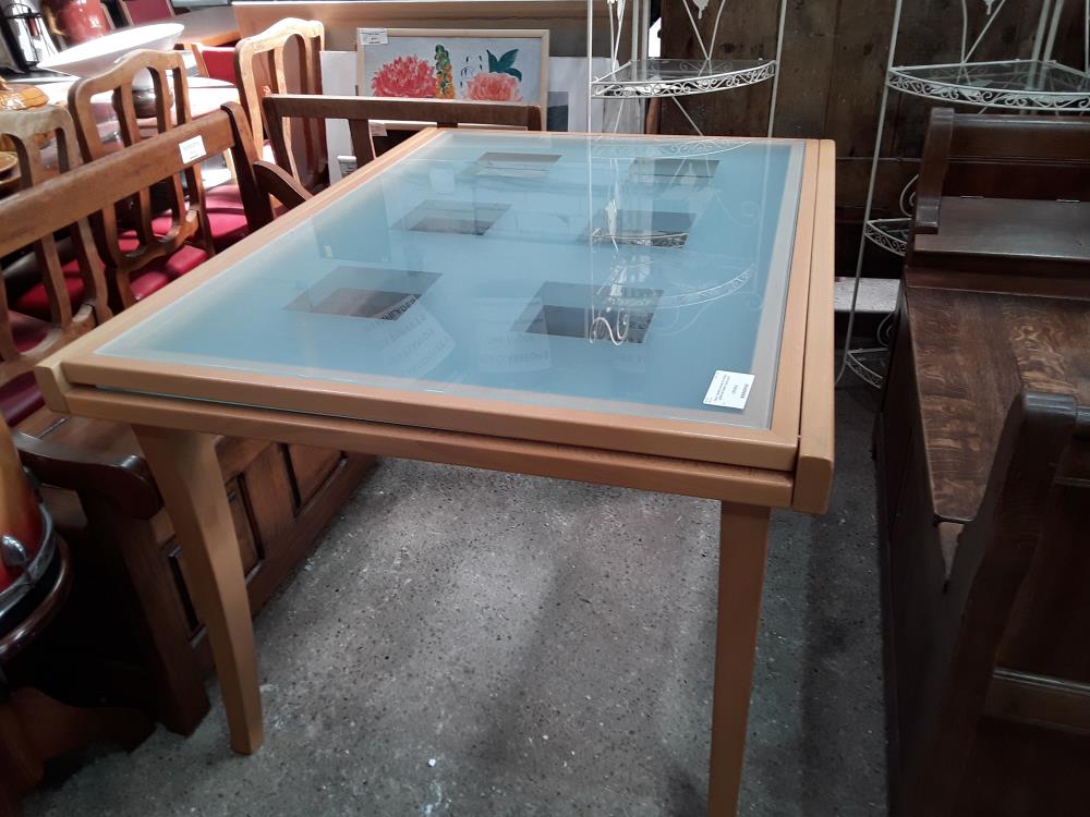 TABLE 120/90CM DOUBLE PLATEAU CERRE PIETEMENT BOIS CLAIR
