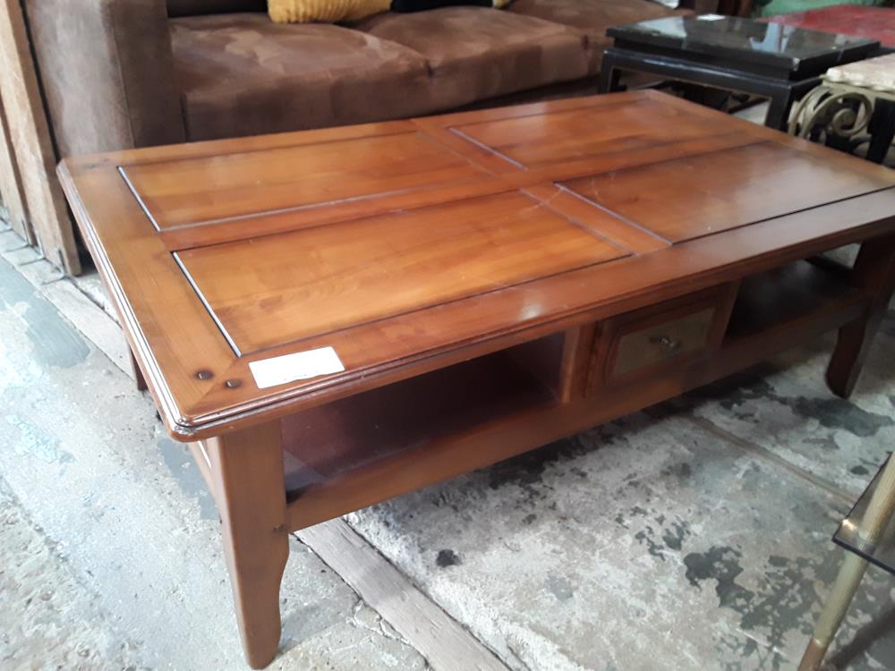 TABLE BASSE MERISIER 2 PLATEAUX DT 1 AVEC PETIT TIROIR