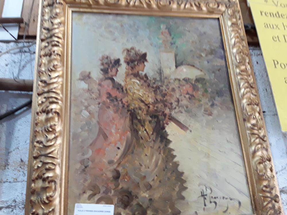 HUILE 2 FEMMES ENCADREE DOREE