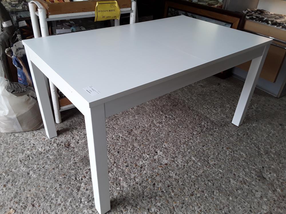 TABLE BLANCHE BOIS 140X84 + 2 ALL DE 40CM IKEA