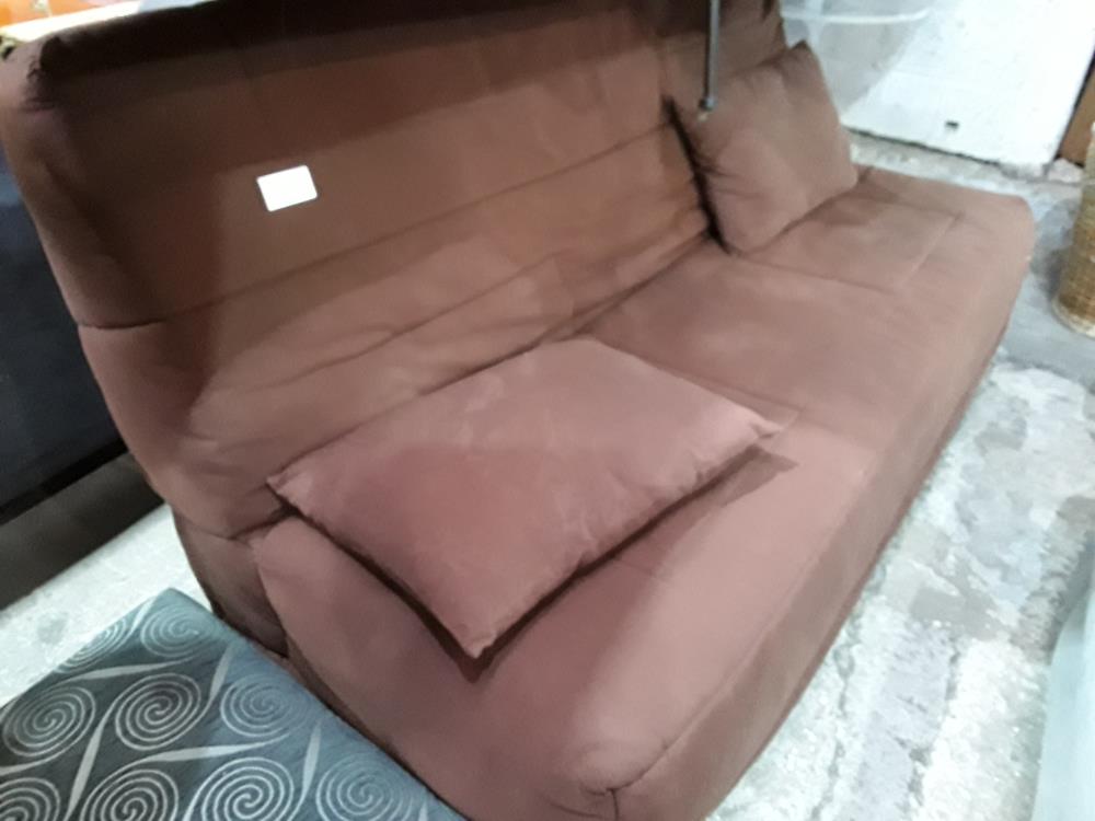 BANQUETTE CLIC CLAC  MARRON 130/190CM MATELAS SIMMONS MONOFLEX