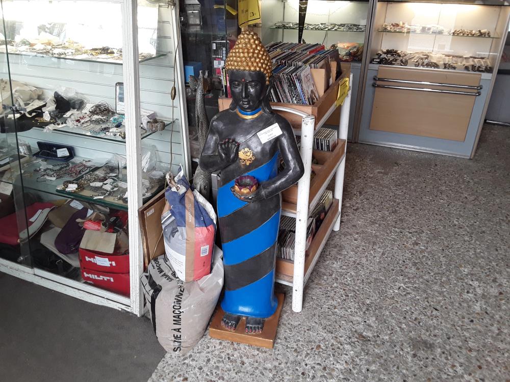 STATUE CERAM 120CM  FEMME HINDOU HABIT BLEU NOIR