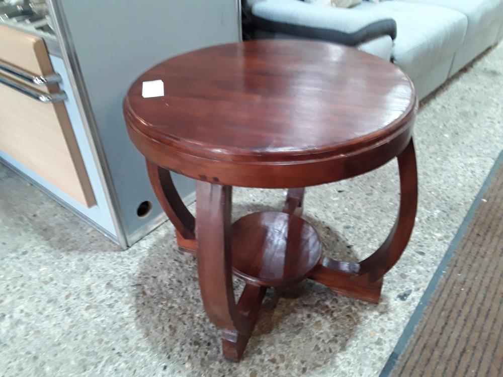 TABLE BASSE RONDE ACAJOU INDO  60CM A ENTRETOISE