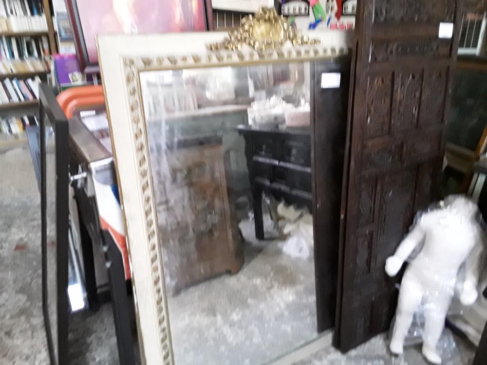 MIROIR DE CHEMINEE 100X130 PATINE BEIGE MOULURES FONTON LAITON