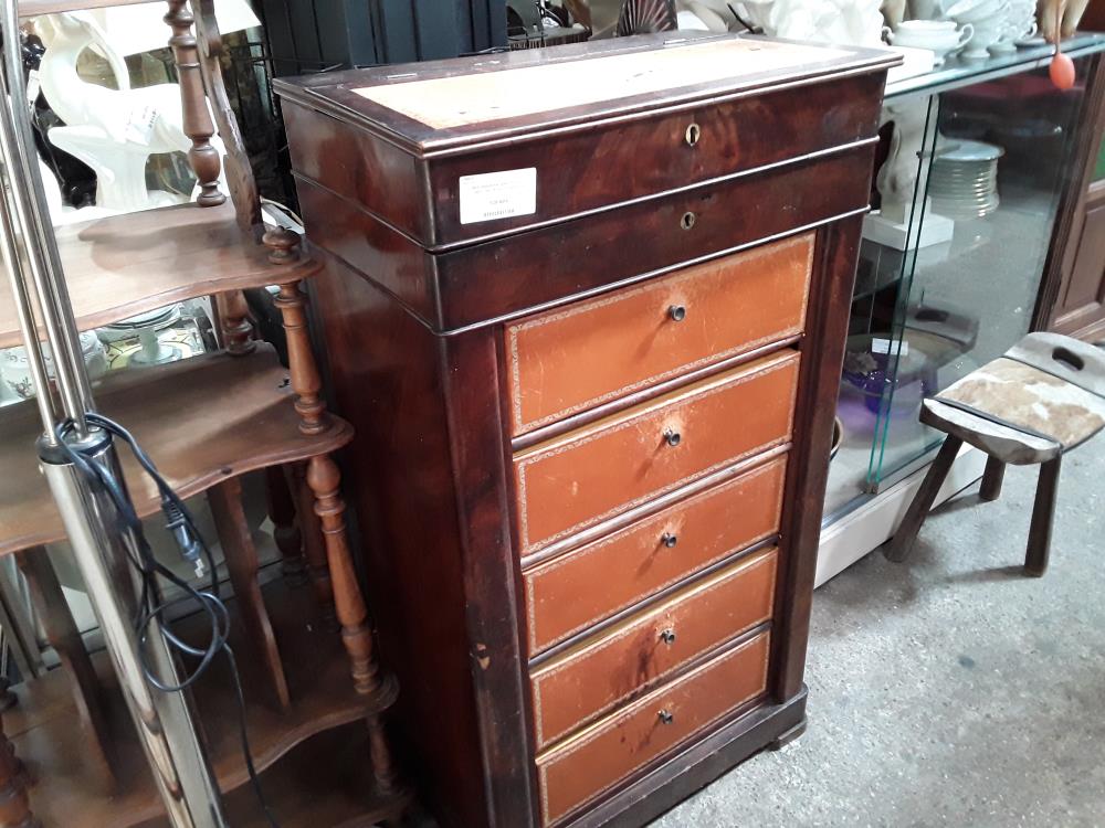 CARTONNIER ANCIEN LP 5T + 2 T 1 ABATTANT ACAJOU DEFAUTS