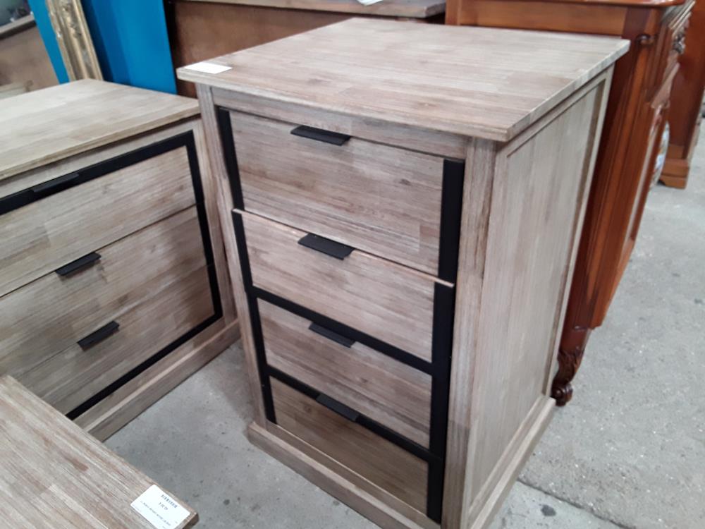 CHIFFONNIER 4T DECOR CERUSE CHENE ET NOIR