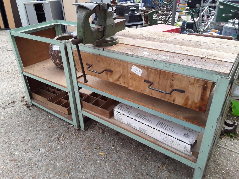 ETABLI 195CM FF VERT ET BOIS 2T ETAU GM